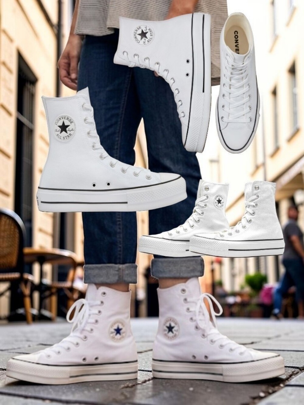 Converse Chuck Taylor All Star X-High Top Lift Platform White Canvas Sneakers